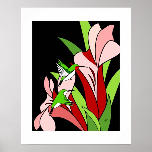 Hummingbird und Blume Art Print Poster (Vorne)
