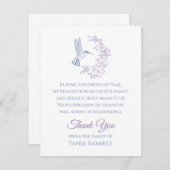 Hummingbird und Blume Beileid Danke, Card Dankeskarte (Vorne/Hinten)