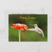 Hummingbird und Blume - Geburtskarte Einladung (Vorne/Hinten)