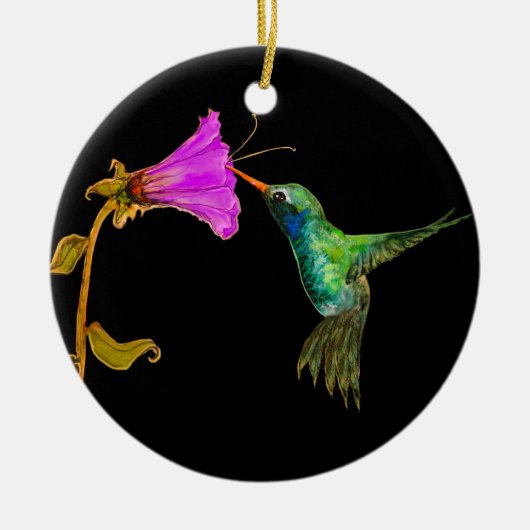 Hummingbird und Blume Keramik Ornament (Vorne)