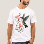 Hummingbird und Blume - Minimalistische Kunst T-Shirt (Vorderseite)