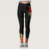 HUMMINGBIRD UND BLUME SCHWARZE KUSTOM Leggings (Vorderseite)