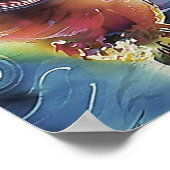 HummingBird und Blume Seidenmalerei Poster (Ecke)