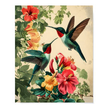 Hummingbird und Blume: Vintag