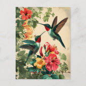Hummingbird und Blume: Vintage Postkarte (Vorderseite)