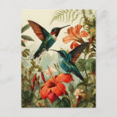 Hummingbird und Blume: Vintage Postkarte (Vorderseite)