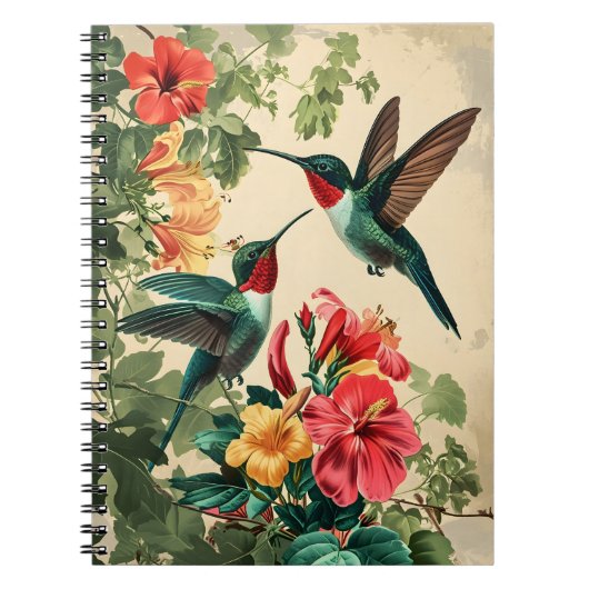 Hummingbird und Blume: Vintage Postkarte Notizblock (Vorderseite)
