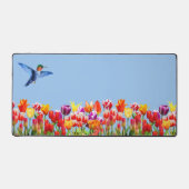 Hummingbird und farbenfrohe Tulip-Blume Schreibtischunterlage (Vorderseite)