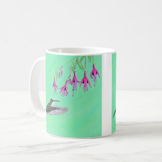 Hummingbird und Fuchsia-Malerei Kaffeetasse (Vorderseite Links)