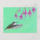 Hummingbird und Fuchsia-Malerei Postkarte (Vorderseite)