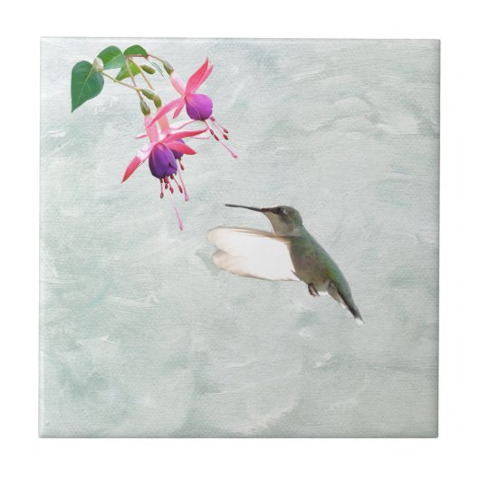 Hummingbird und Fuschia Fliese (Vorderseite)