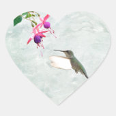 Hummingbird und Fuschia Herz-Aufkleber (Vorderseite)