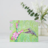 Hummingbird und Gladioli Painting Postkarte (Stehend Vorderseite)