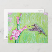 Hummingbird und Gladioli Painting Postkarte (Vorne/Hinten)