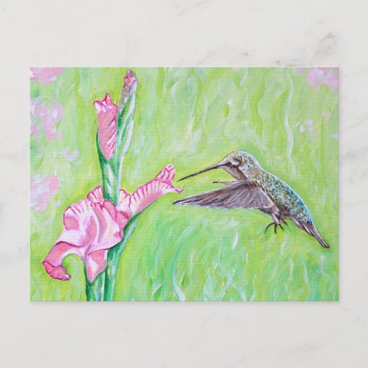 Hummingbird und Gladioli Painting Postkarte (Vorderseite)