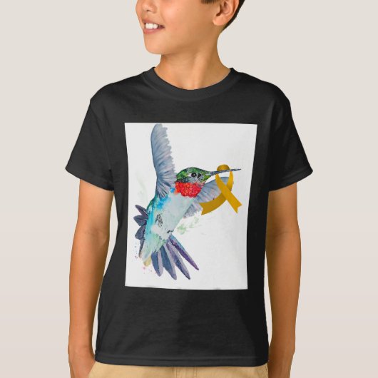 Hummingbird und Gold Ribbon Kinderkrebs-Software T-Shirt (Vorderseite)