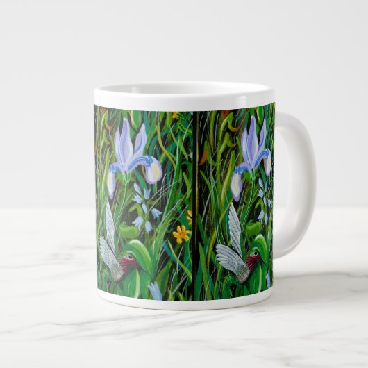 Hummingbird und Iris Coffee Cup Jumbo-Tasse (Vorderseite Rechts)