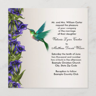 Hummingbird und lila Veilchen Hochzeitseinladungen Einladung