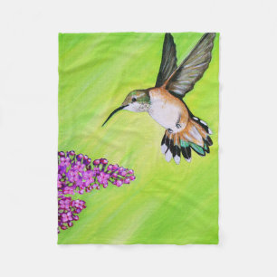 Hummingbird und Lilac Painting Fleecedecke
