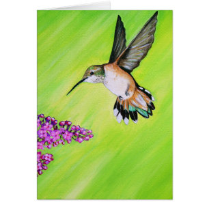 Hummingbird und Lilac Painting Grußkarte