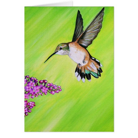 Hummingbird und Lilac Painting Grußkarte (Vorne)