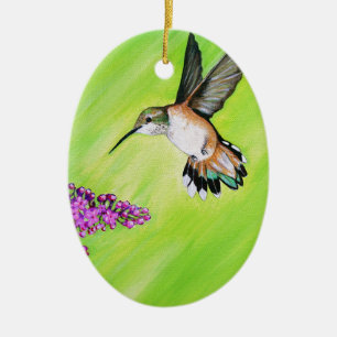 Hummingbird und Lilac Painting Keramikornament