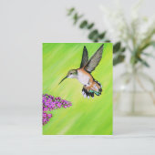 Hummingbird und Lilac Painting Postkarte (Stehend Vorderseite)