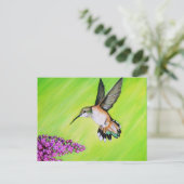 Hummingbird und Lilac Painting Postkarte (Stehend Vorderseite)
