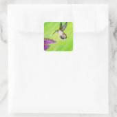 Hummingbird und Lilac Painting Quadratischer Aufkleber (Tasche)