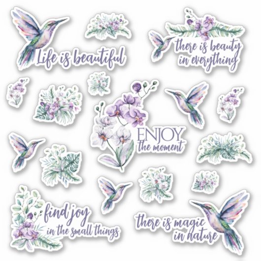 Hummingbird und Orchid Vinyl Stickers Aufkleber (Vorderseite)