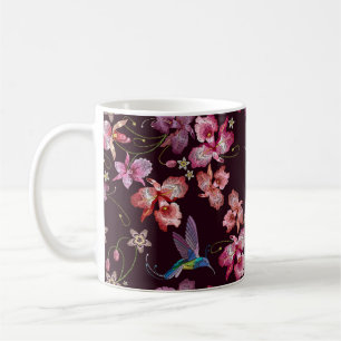Hummingbird und Orchideen, tropische nahtlose Mode Kaffeetasse