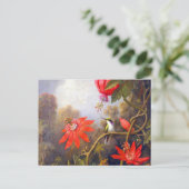 Hummingbird und Passiflora von Martin Johnson Head Postkarte (Stehend Vorderseite)