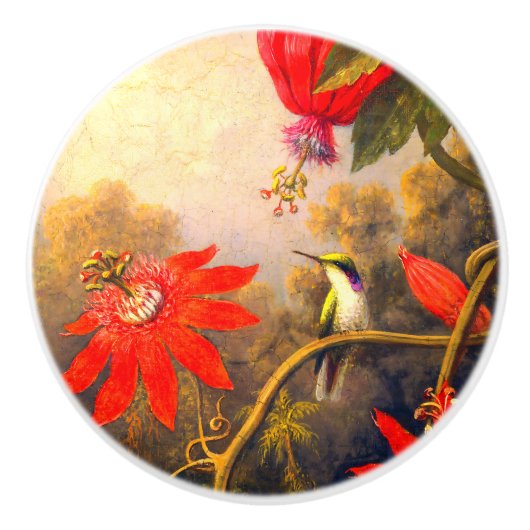Hummingbird und Passionblumen Keramikknauf (Vorderseite)