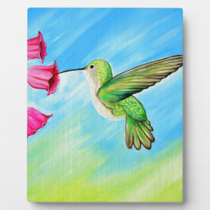 Hummingbird und Pink Bell Blume Malerei Fotoplatte