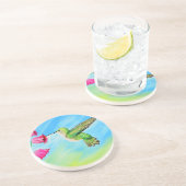 Hummingbird und Pink Bell Blume Malerei Untersetzer (Seite)