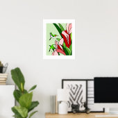 Hummingbird und PInk Blume Stilvolles Art Poster (Heimbüro)