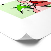 Hummingbird und PInk Blume Stilvolles Art Poster (Ecke)