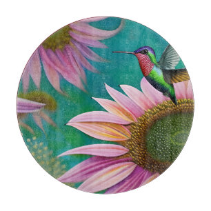 Hummingbird und Pink Sunflower WELCOME Schneidebrett