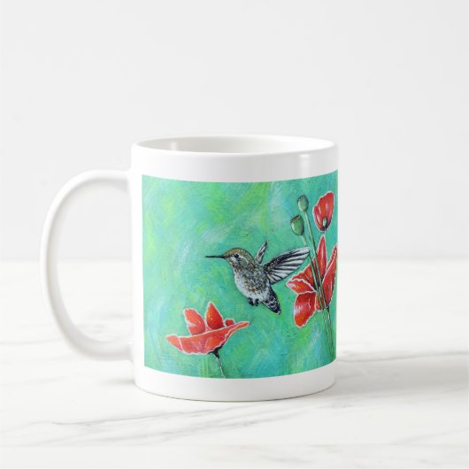 Hummingbird und Poppies Painting Kaffeetasse (Links)