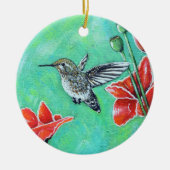 Hummingbird und Poppies Painting Keramik Ornament (Vorne)