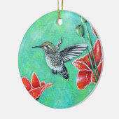 Hummingbird und Poppies Painting Keramik Ornament (Links)