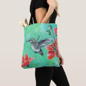 Hummingbird und Poppies Painting Tasche (Von Nahem)