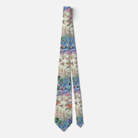 HUMMINGBIRD und rosa Blume Necktie Krawatte (Vorderseite)