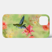 Hummingbird und Rosa Liege auf Blumenmuster Case-Mate iPhone Hülle (Rückseite (Horizontal))