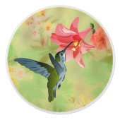 Hummingbird und Rosa Liege auf Blumenmuster Keramikknauf (Vorderseite)