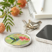 Hummingbird und Rosa Liege auf Blumenmuster Schlüsselanhänger (Seite)