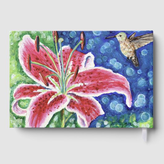 Hummingbird und Stargazer Lily Painting Gästebuch (Rückseite)