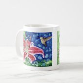 Hummingbird und Stargazer Lily Painting Kaffeetasse (Vorderseite Links)