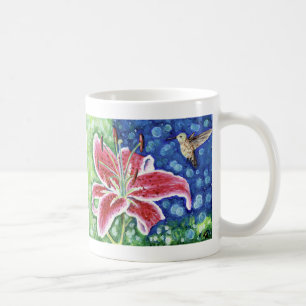 Hummingbird und Stargazer Lily Painting Kaffeetasse