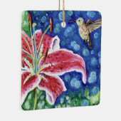 Hummingbird und Stargazer Lily Painting Keramikornament (Rechts)